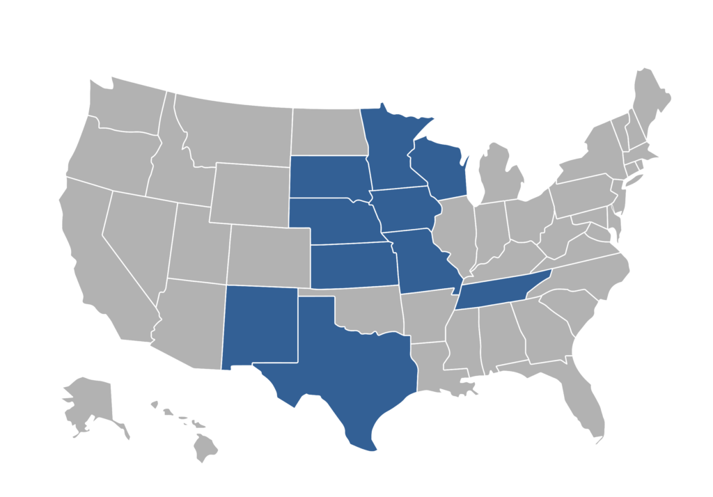 United States Area Service Map for PBS Vending